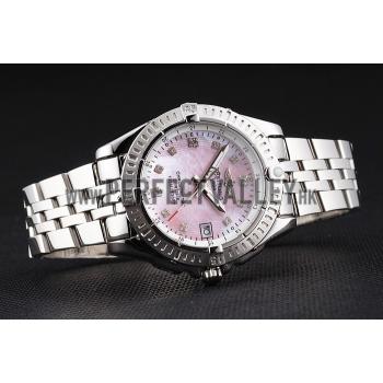 Breitling Colt Lady Pink Dial Diamond Hour Marks Stainless Steel Case And Bracelet