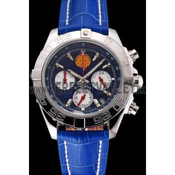 Breitling Chronomat Frecce Tricolori Blue Dial Stainless Steel Case Blue Leather Strap