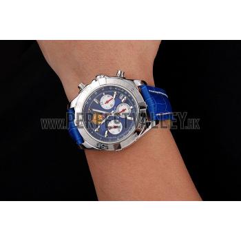 Breitling Chronomat Frecce Tricolori Blue Dial Stainless Steel Case Blue Leather Strap