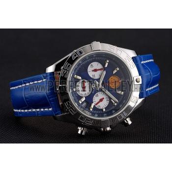 Breitling Chronomat Frecce Tricolori Blue Dial Stainless Steel Case Blue Leather Strap