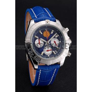 Breitling Chronomat Frecce Tricolori Blue Dial Stainless Steel Case Blue Leather Strap