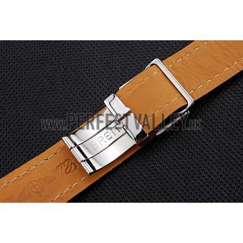 Breitling Black Leather White Stitching Bracelet  622482