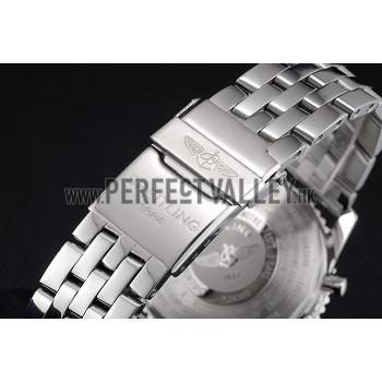 Breitling Certifie Polished Silver Stainless Steel Strap Black Dial Chronograph 80173