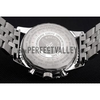 Breitling Certifie Polished Silver Stainless Steel Strap Black Dial Chronograph 80173