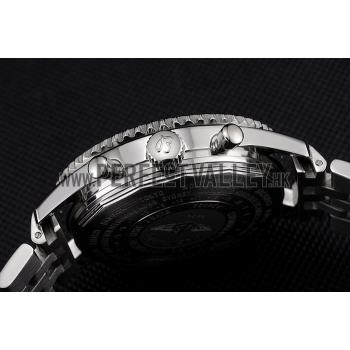 Breitling Certifie Polished Silver Stainless Steel Strap Black Dial Chronograph 80173