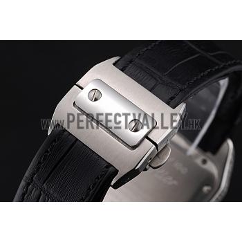 Swiss Cartier Santos Dumont Diamond Case White Dial Roman Numerals Black Leather Bracelet    622652