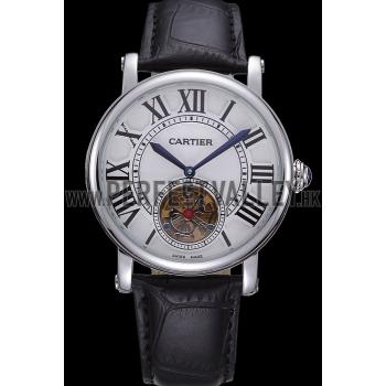 Cheap Cartier Rotonde Flying Tourbillon White Dial 621956