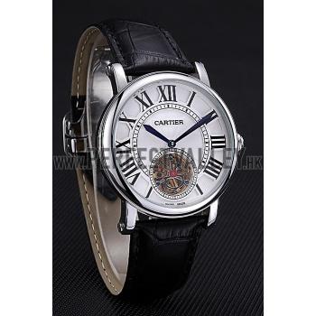 Cheap Cartier Rotonde Flying Tourbillon White Dial 621956