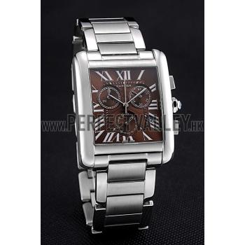 Cartier Tank MC Brown Dial Stainless Steel Case And Bracelet  622699