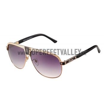 Cartier C Decor Purple Lenses Gold Frame Sunglasses 308285