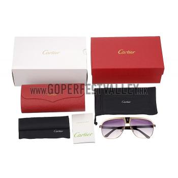 Cartier C Decor Purple Lenses Gold Frame Sunglasses 308285