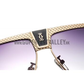 Cartier C Decor Purple Lenses Gold Frame Sunglasses 308285