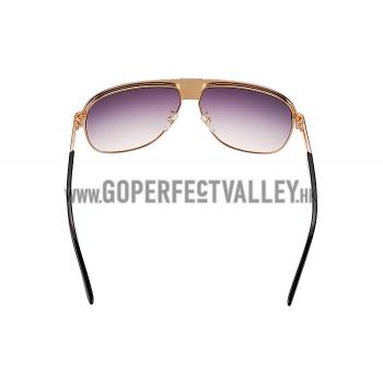 Cartier C Decor Purple Lenses Gold Frame Sunglasses 308285