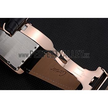 Cartier Tank MC Brown Dial Gold Case Black Leather Strap  622581