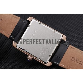 Cartier Tank MC Brown Dial Gold Case Black Leather Strap  622581