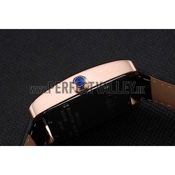 Cartier Tank MC Brown Dial Gold Case Black Leather Strap  622581