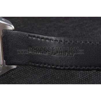 Swiss Cartier Santos Stainless Steel Bezel with Black Leather Strap  621524