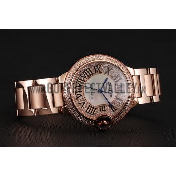 Swiss Cartier Ballon Bleu 40 MM Diamond Dial Diamond Case Rose Gold Bracelet 1453881