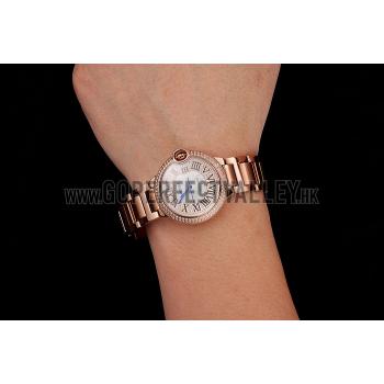 Swiss Cartier Ballon Bleu 40 MM Diamond Dial Diamond Case Rose Gold Bracelet 1453881