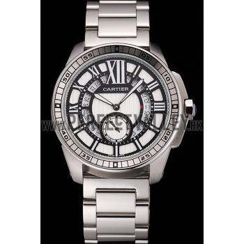 Cartier Calibre De Cartier Small Seconds Black And White Dial Stainless Steel Case And Bracelet