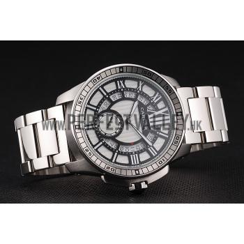 Cartier Calibre De Cartier Small Seconds Black And White Dial Stainless Steel Case And Bracelet