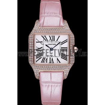 Cartier Santos 100 Diamond Rose Gold Bezel 621915