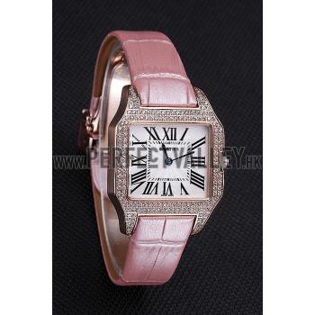 Cartier Santos 100 Diamond Rose Gold Bezel 621915