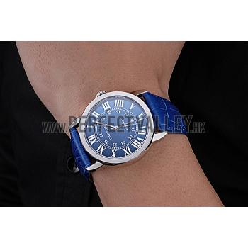 Swiss Cartier Ronde Solo Stainless Steel Case Blue Dial Roman Numerals  622193