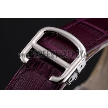 Cheap Cartier Ronde White Dial Stainless Steel Case Purple Leather Strap