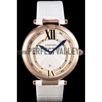 Replica Cartier Ballon Bleu White Leather Strap  621449