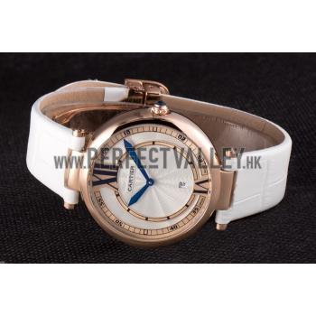 Replica Cartier Ballon Bleu White Leather Strap  621449