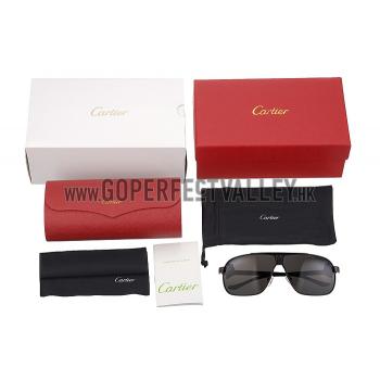 Cartier Screw And Panthere Decor Black Frames Black Lenses Sunglasses  308134