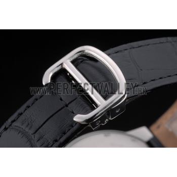 Cartier Ballon Bleu 38mm Black Dial Stainless Steel Case Black Leather Bracelet