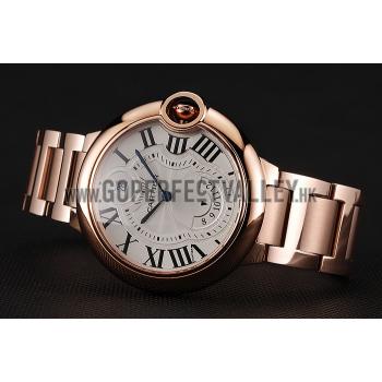 Swiss Cartier Ballon Bleu Two Timezone White Dial Rose Gold Case Rose Gold Bracelet 1453871