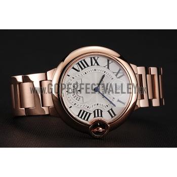 Swiss Cartier Ballon Bleu Two Timezone White Dial Rose Gold Case Rose Gold Bracelet 1453871