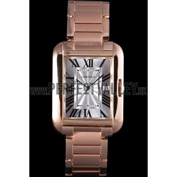 Cartier Tank Anglaise 36mm White Dial Rose Gold Case And Bracelet