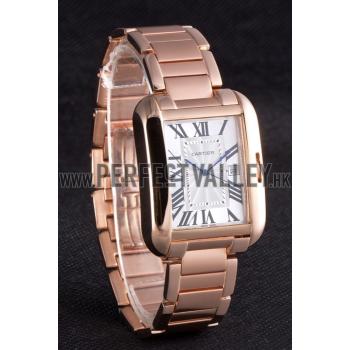 Cartier Tank Anglaise 36mm White Dial Rose Gold Case And Bracelet