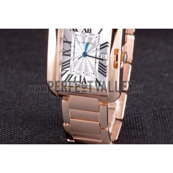 Cartier Tank Anglaise 36mm White Dial Rose Gold Case And Bracelet