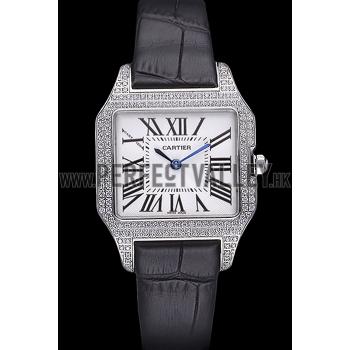 Cartier Santos 100 Diamond Silver Bezel 621909