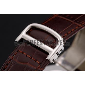 Cheap Cartier Ronde Solo Black Dial Diamond Hour Marks Stainless Steel Case Brown Leather Strap