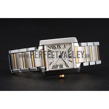 Cheap Swiss Cartier Tank Francaise Steel Case White Dial Roman Numerals Two Tone Bracelet  622648