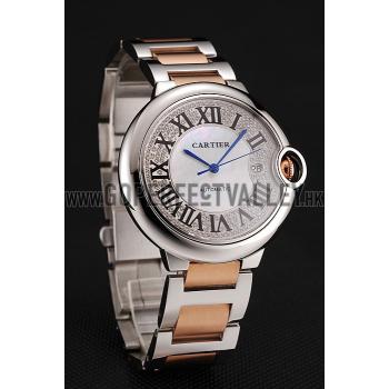 Replica Swiss Cartier Ballon Bleu 46 MM Diamond Dial Rose Gold And Staineless Steel Bracelet 1453890