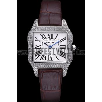 Cartier Santos 100 Diamond Silver Bezel 621908