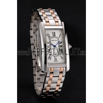 Cartier Tank Americaine 21mm White Dial Stainless Steel Case Two Tone Bracelet Replica