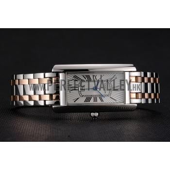 Cartier Tank Americaine 21mm White Dial Stainless Steel Case Two Tone Bracelet Replica