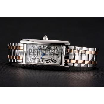 Cartier Tank Americaine 21mm White Dial Stainless Steel Case Two Tone Bracelet Replica