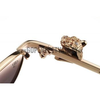 Cheap Cartier Screw And Panthere Decor Gold Frames Black Lenses Sunglasses  308135