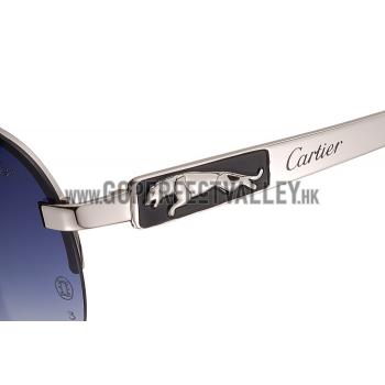 Cartier Wild Panthere Detail Silver Frame Silver Temples Sunglasses 308191