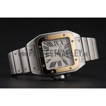 Swiss Cartier Santos De Cartier Galbee Yellow Gold and Steel Case Steel Bracelet   622643