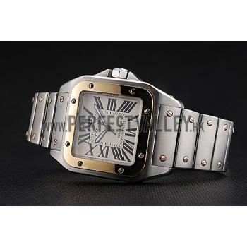 Swiss Cartier Santos De Cartier Galbee Yellow Gold and Steel Case Steel Bracelet   622643